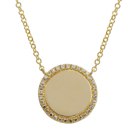 14K Yellow Gold Diamond Round Station Necklace