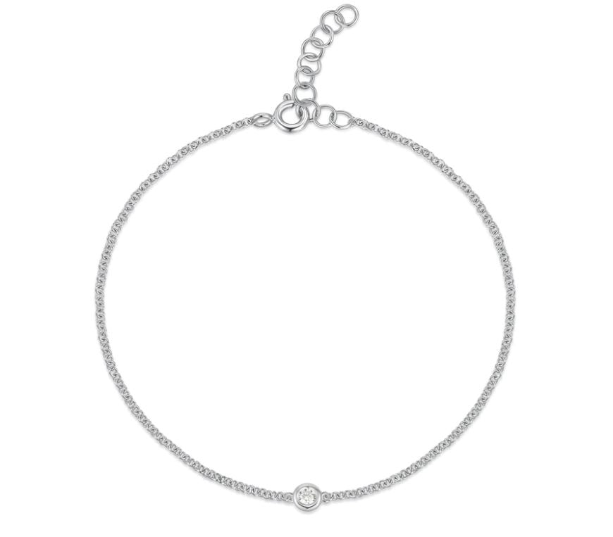 14K White Gold Thin Diamond Bezel Bracelet