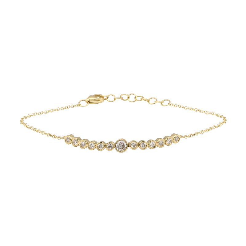 14K Yellow Gold Bezel Set Bar Diamond Bracelet