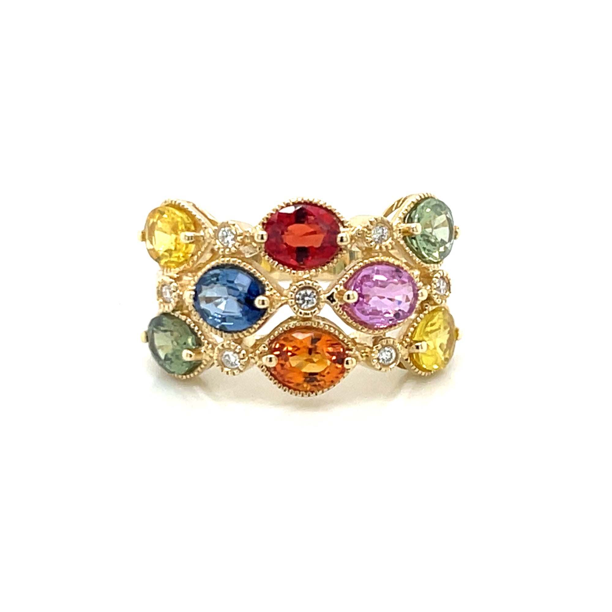 14K Yellow Gold Multi-Color Sapphire Ring