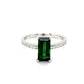 18K White Gold Green Tourmaline & Diamond Ring