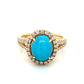 14K Yellow Gold Turquoise & Diamond Halo Ring
