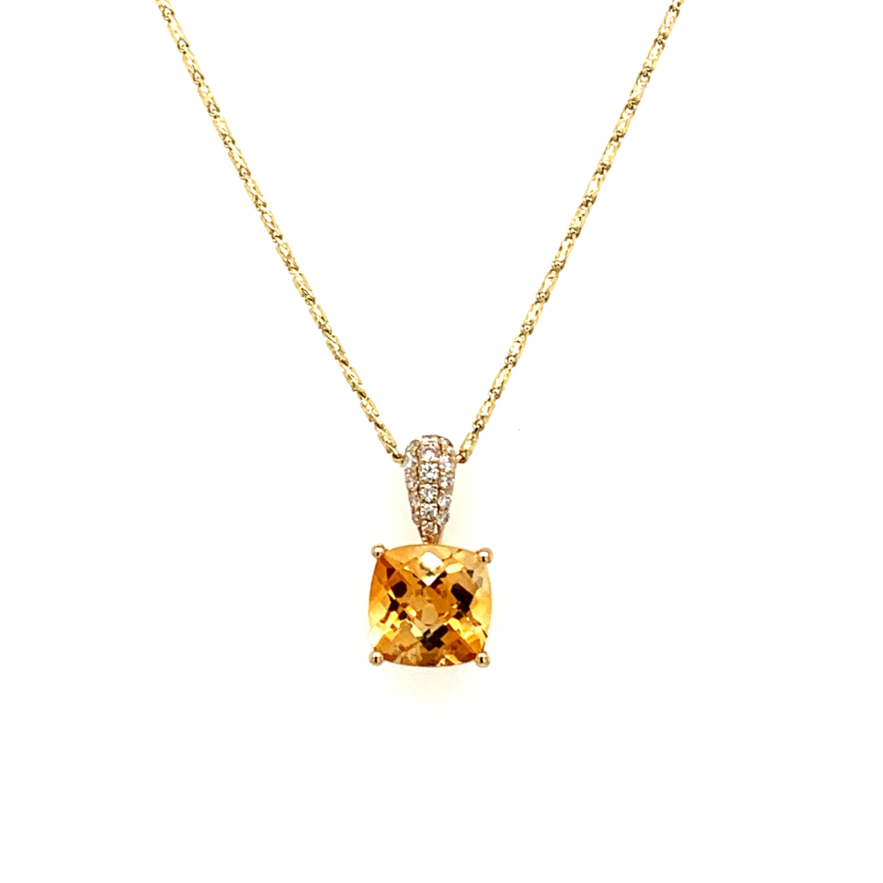 14K Yellow Gold Citrine & Diamond Necklace