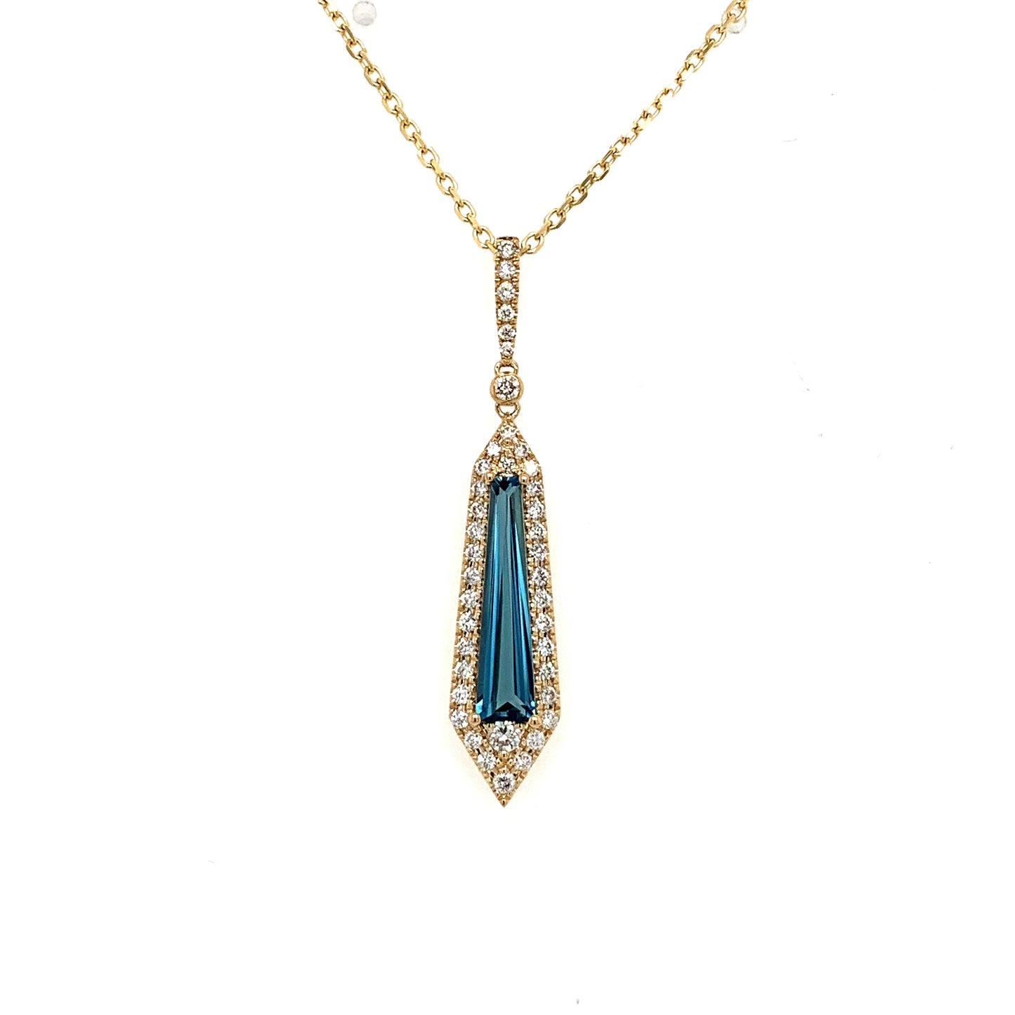 14K Yellow Gold London Blue Topaz & Diamond Necklace