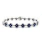 14K White Gold Sapphire & Diamond Clover Design Tennis Bracelet