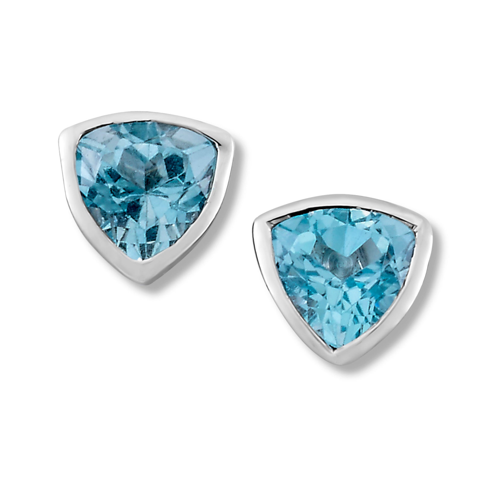 Samuel B. Sterling Silver Swiss Blue Topaz Trillion Cut Stud Earrings
