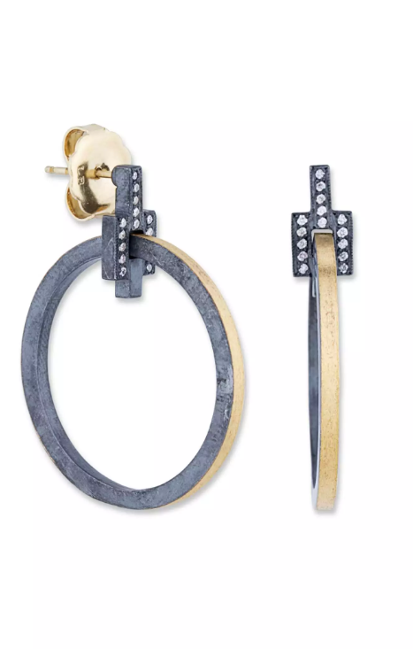 Lika Behar 24K Fusion Gold & Oxidized Silver Diamond "Deck" Earrings
