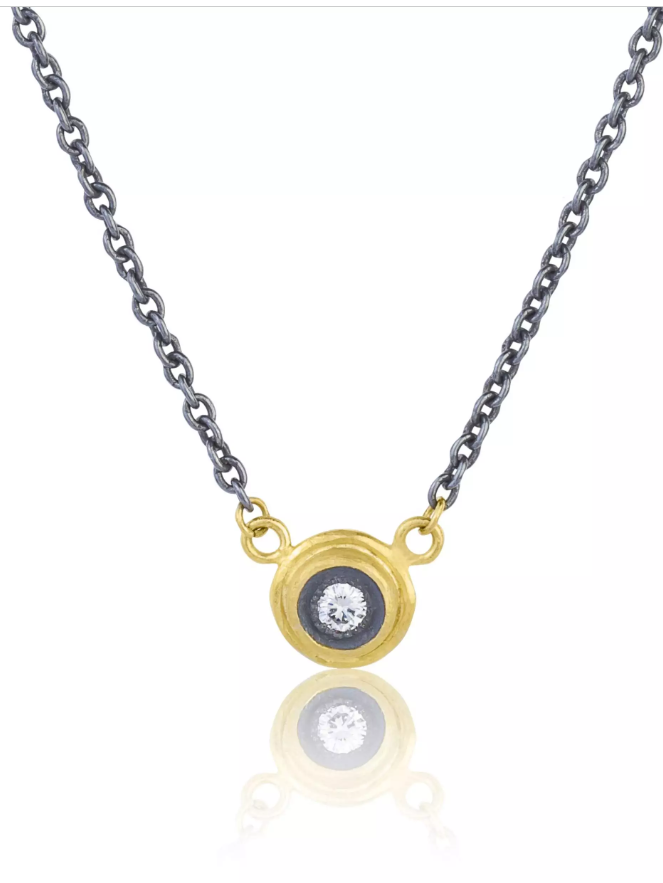 Lika Behar 24K Gold & Oxidized Silver 'Krista" Diamond Necklace