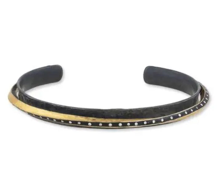 Lika Behar 24K Gold & Oxidized Sterling Silver "Twist" Cuff Bracelet