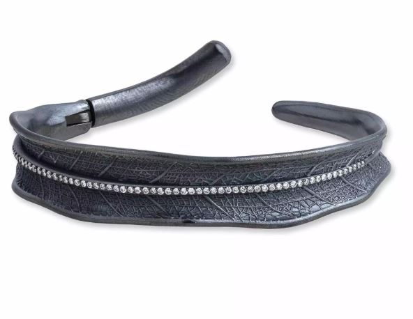 Lika Behar Oxidized Silver Diamond "Willow" Open Cuff Bracelet