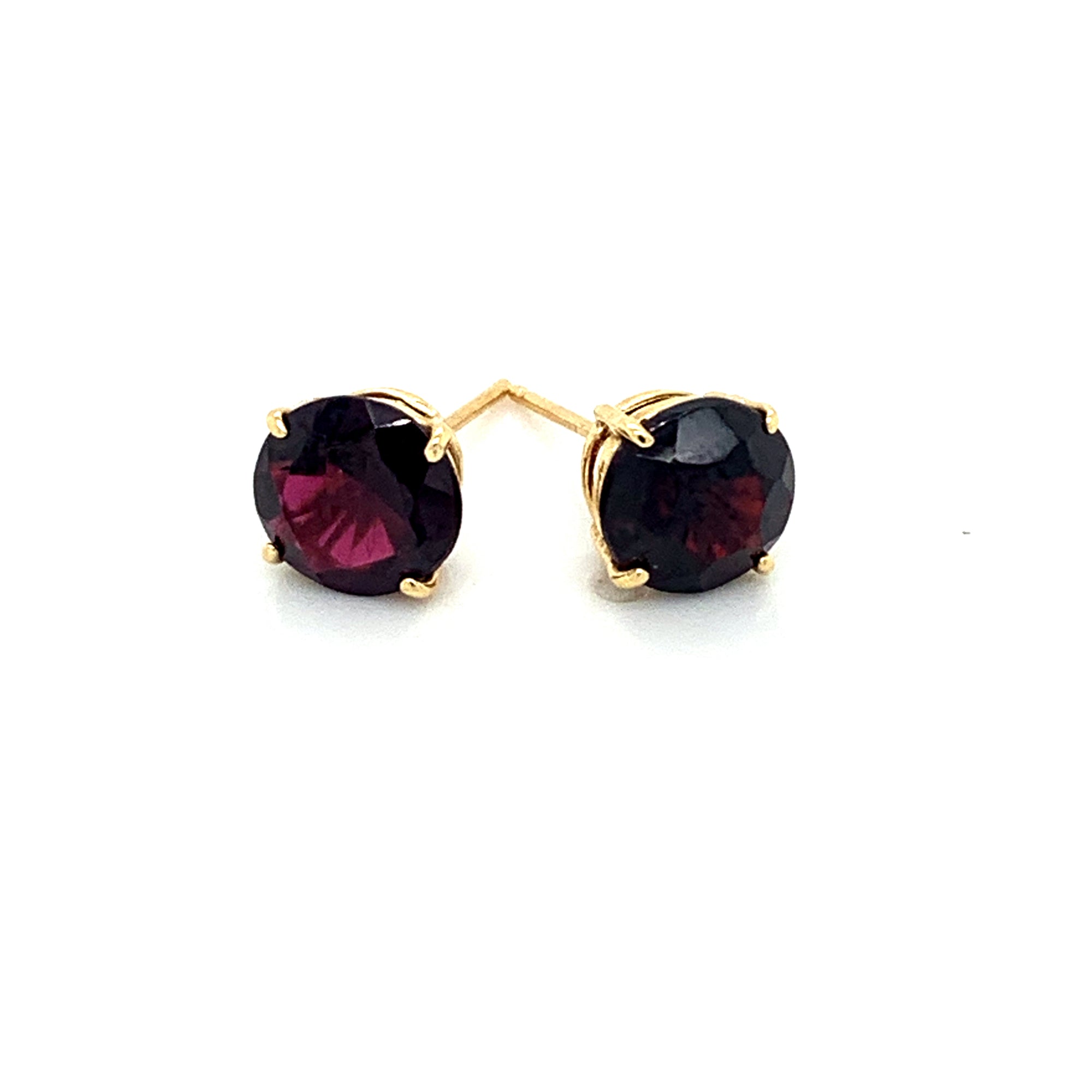 14K Yellow Gold Garnet Stud Earrings