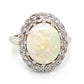 14K White Gold Opal & Diamond Halo Ring