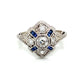 Platinum Art Deco Old Mine Cut Diamond & French Cut Sapphire Ring
