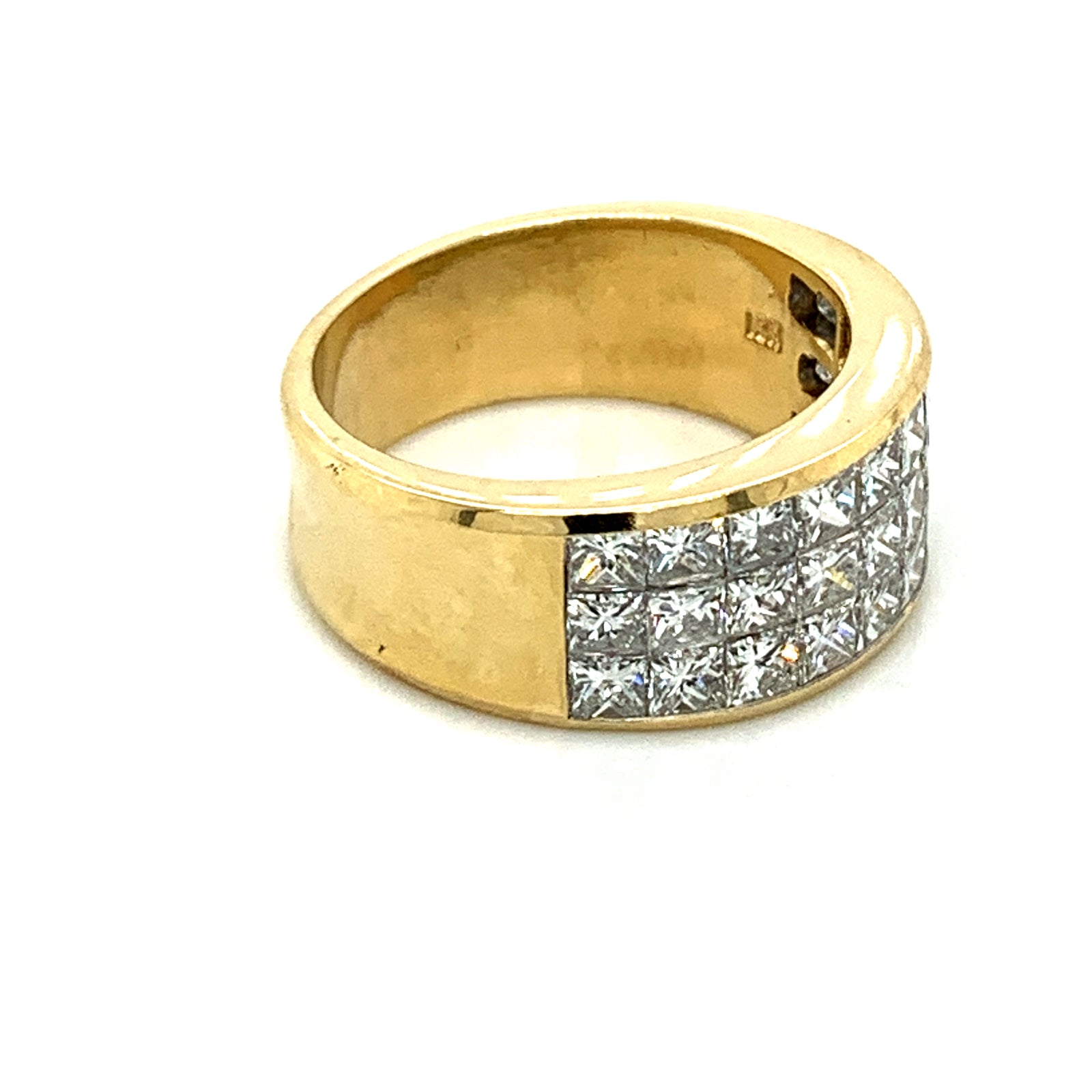 18K Yellow Gold Invisible Set Princess Cut Diamond Ring