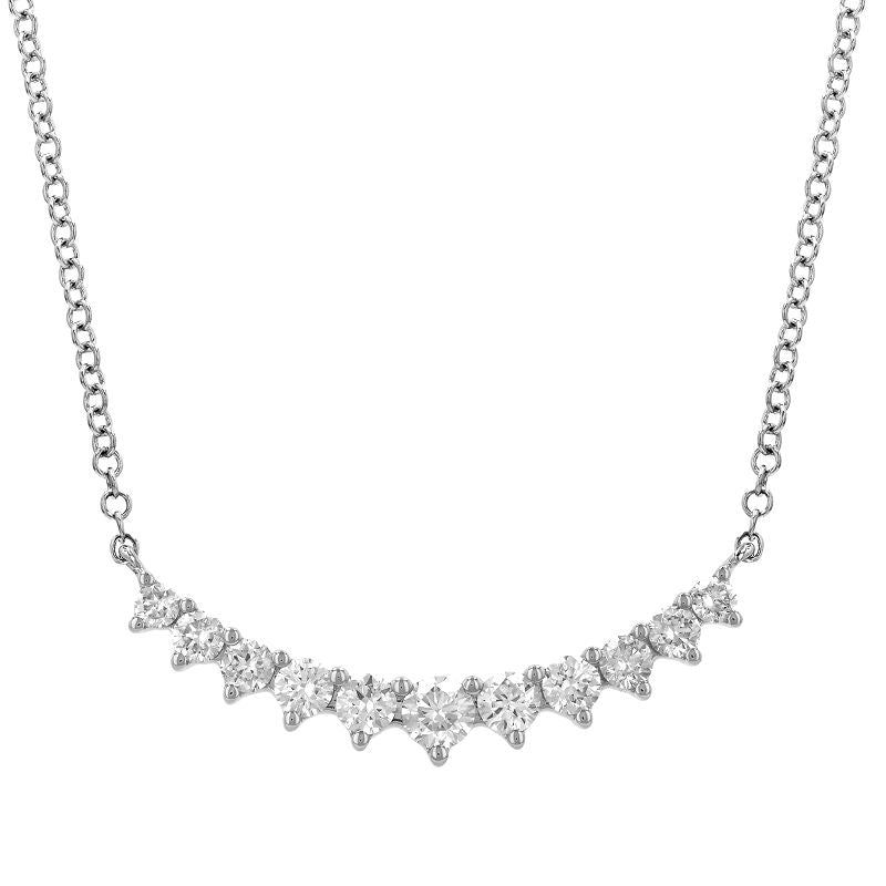 14K White Gold Bar Diamond Necklace
