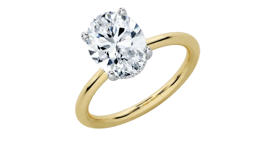Sylvie 14K Yellow & White Gold Oval Hidden Halo Engagement Ring