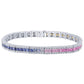 14K White Gold Multi Color Sapphire & Diamond Tennis Bracelet