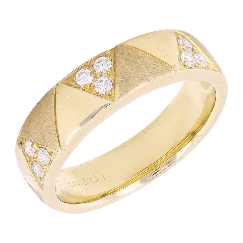 14K Yellow Gold Triangle Design Diamond Ring