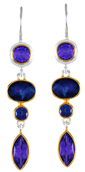 Michou Sterling Silver & 22K Gold Vermeil Multi-Gemstone Amethyst Drop Earrings