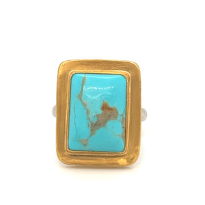 Lika Behar 24K Gold & Sterling Silver "My World" Kingman Turquoise Ring