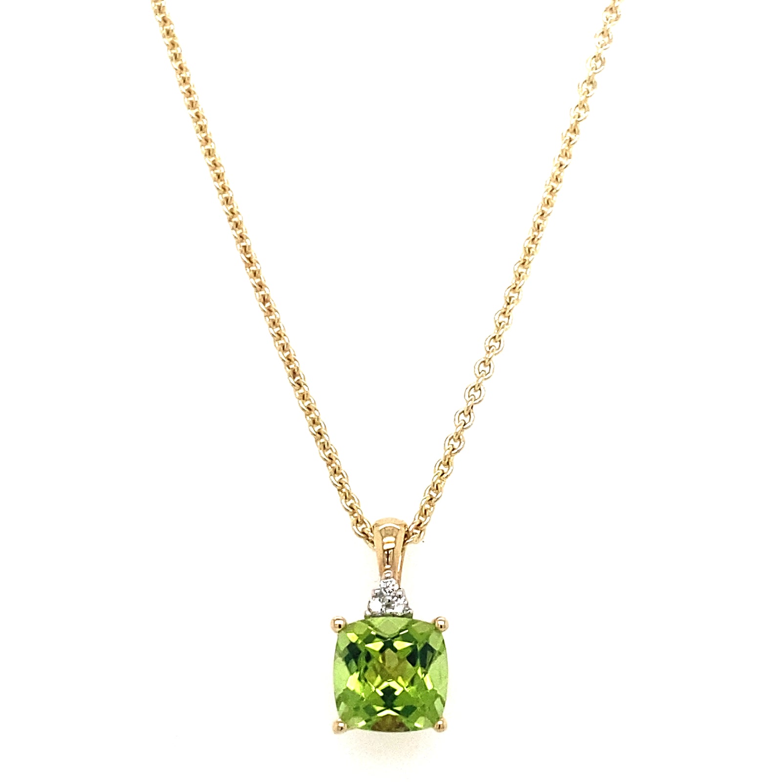 14K Two Tone Peridot & Diamond Necklace