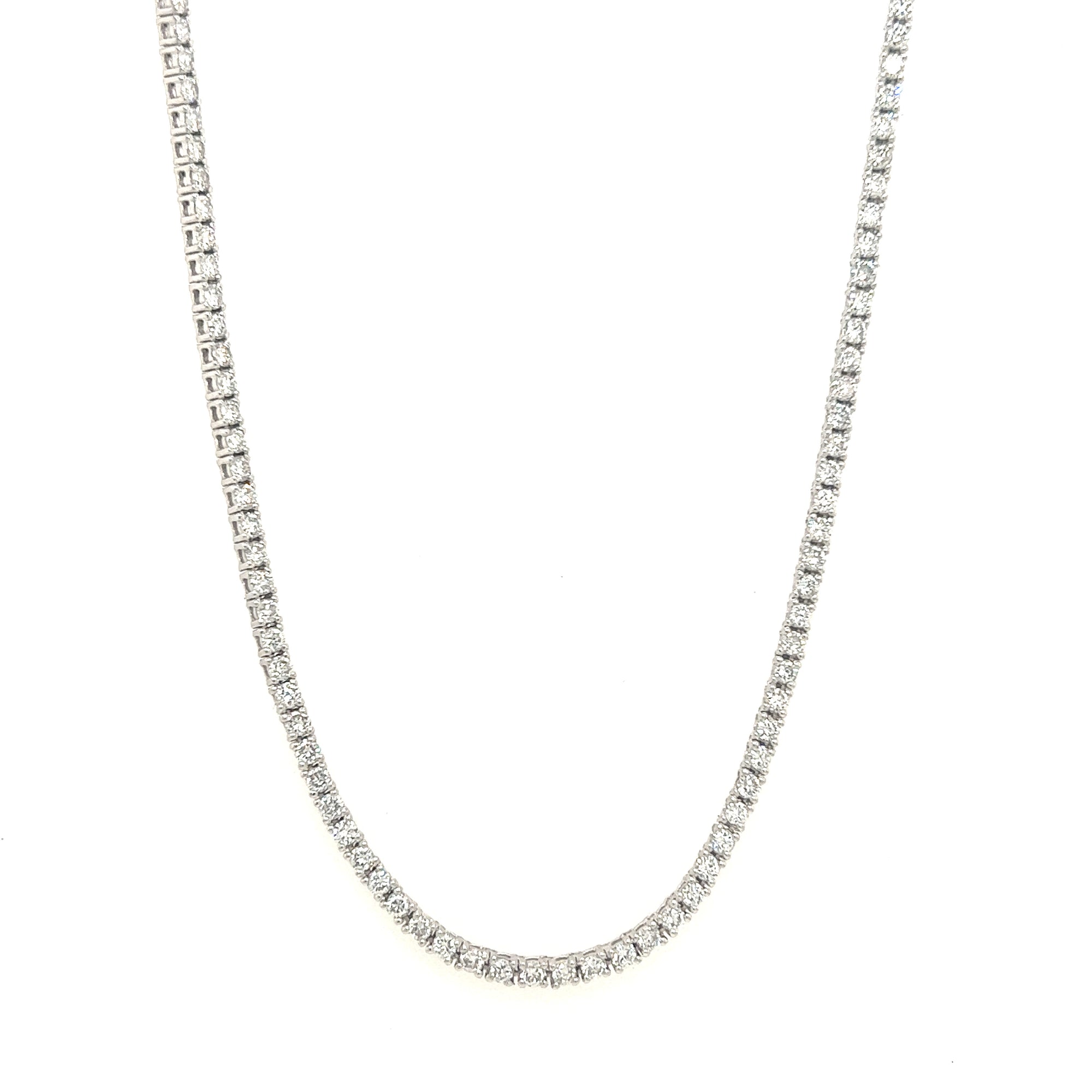 14K White Gold 3.59 Carat Thin Diamond Tennis Necklace