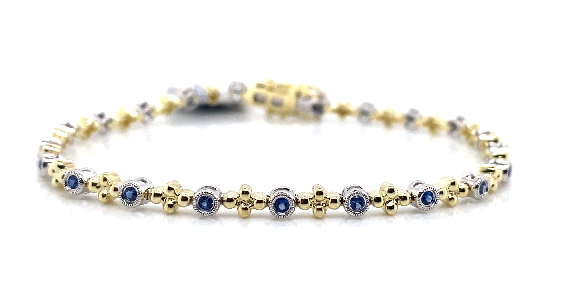 14K Yellow & White Gold Blue Sapphire Bracelet