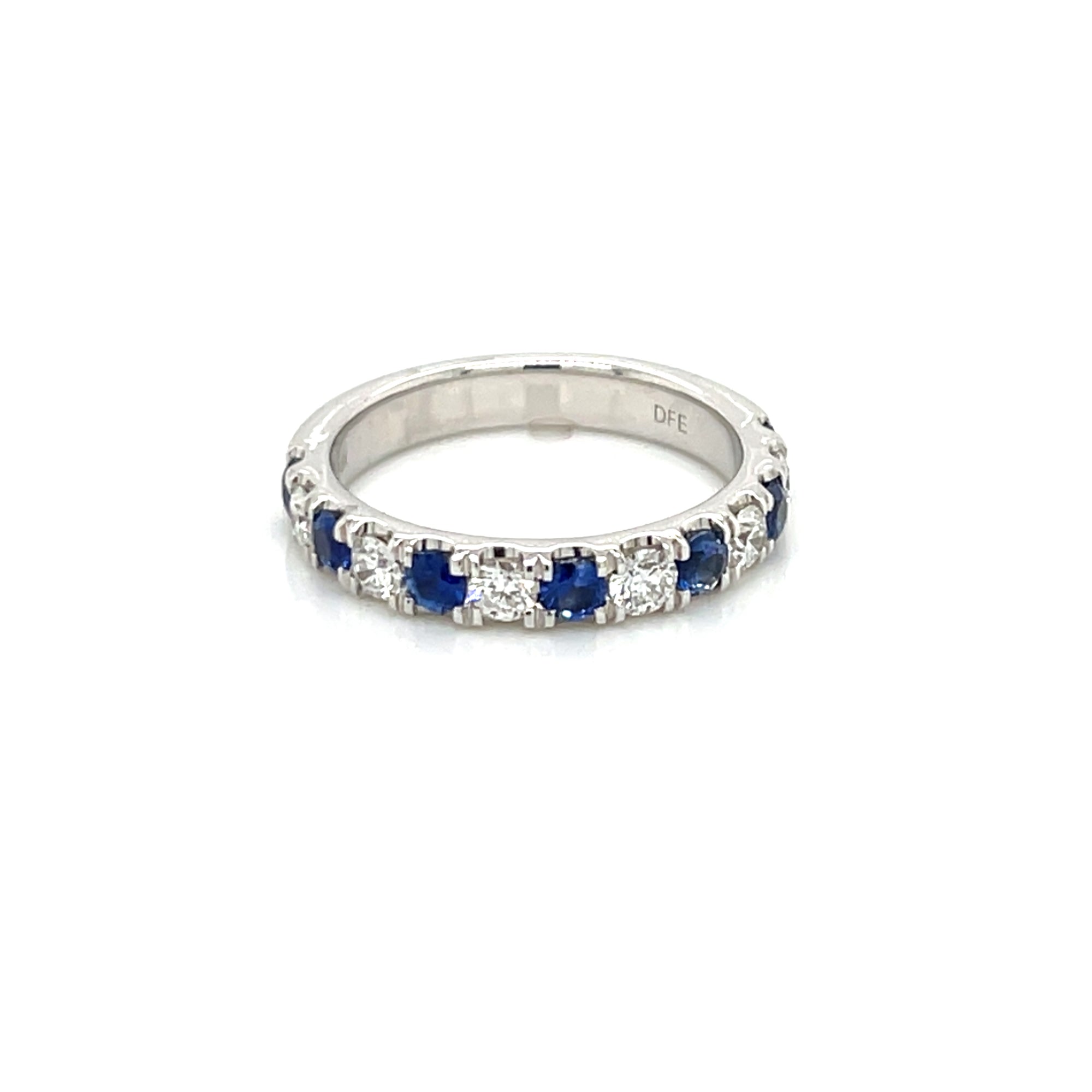 14K White Gold Sapphire & Diamond Split Prong Set Ring