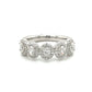 14K White Gold Five Station Diamond Oval Halo Band Ring