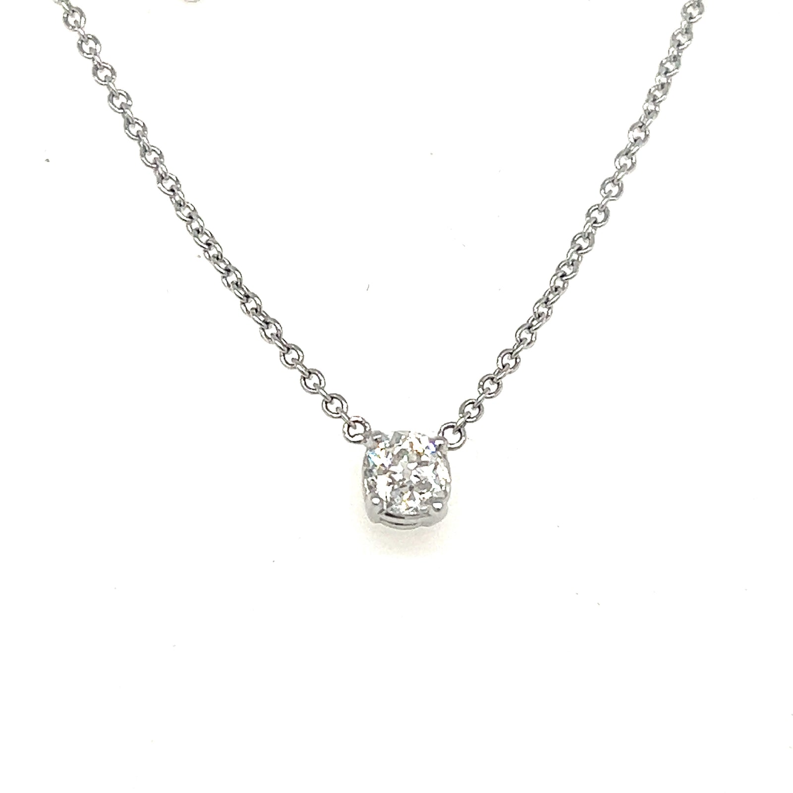 14K White Gold Diamond Solitaire Necklace