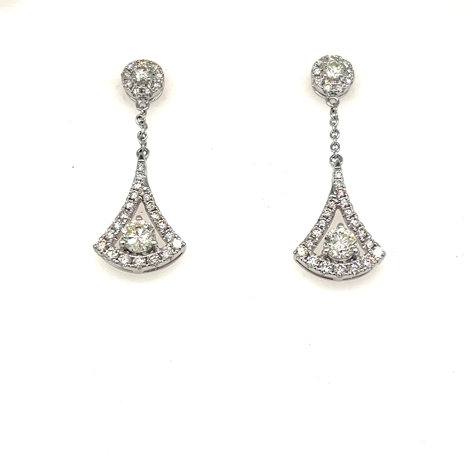 14K White Gold Diamond Chandelier Drop Earrings