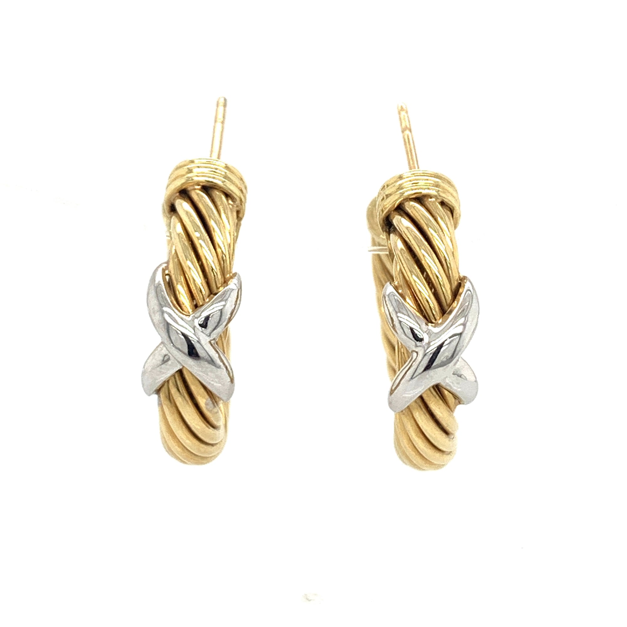 David Yurman 18K Yellow Gold Cable Hoop Earrings