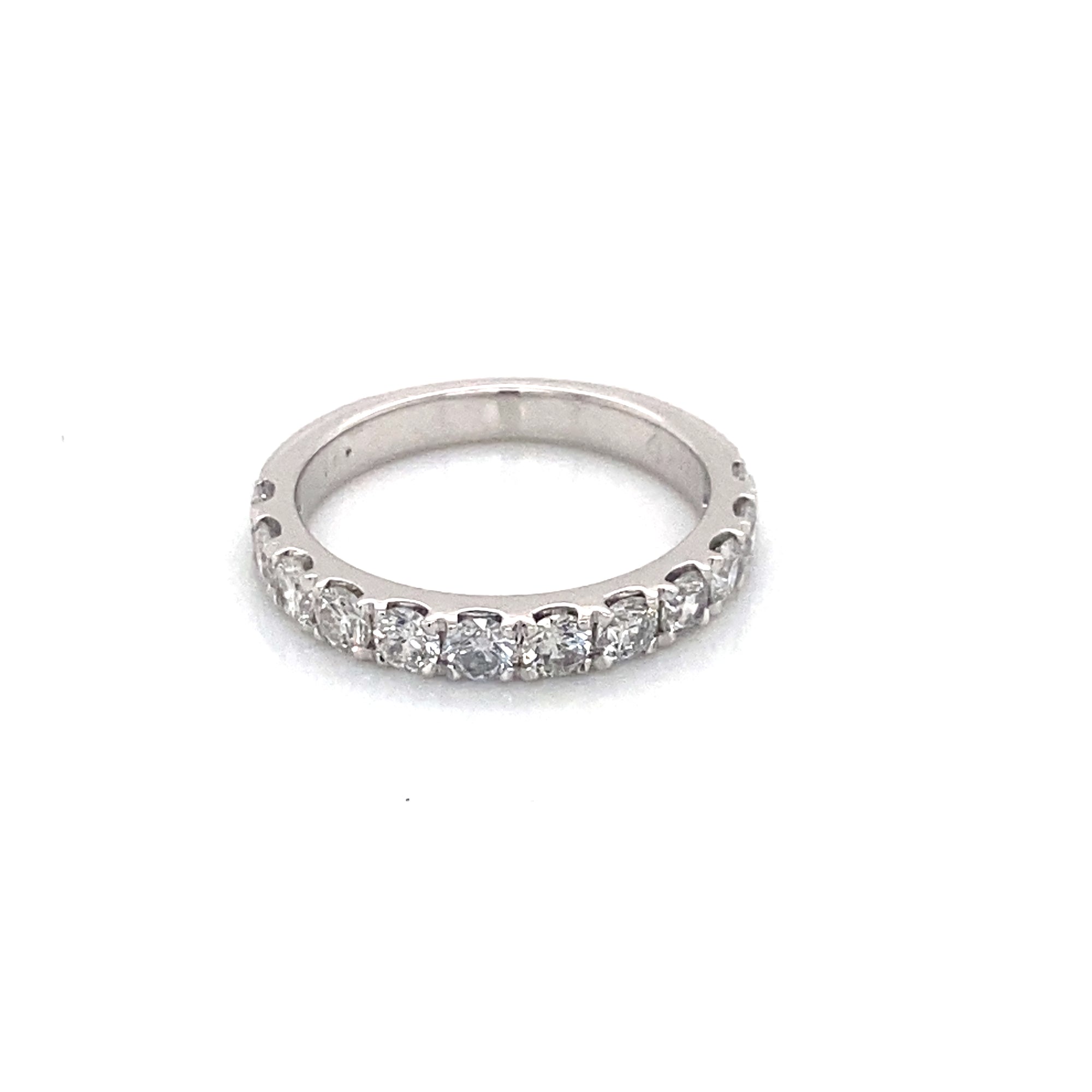 14K White Gold Diamond Wedding Ring with 0.97ct Total Diamond Weight