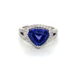 18K White Gold Trillion Cut Tanzanite & Diamond Ring