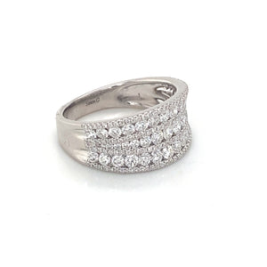 18K White Gold Seven Row Diamond Pave Ring by Simon G. Jewelry