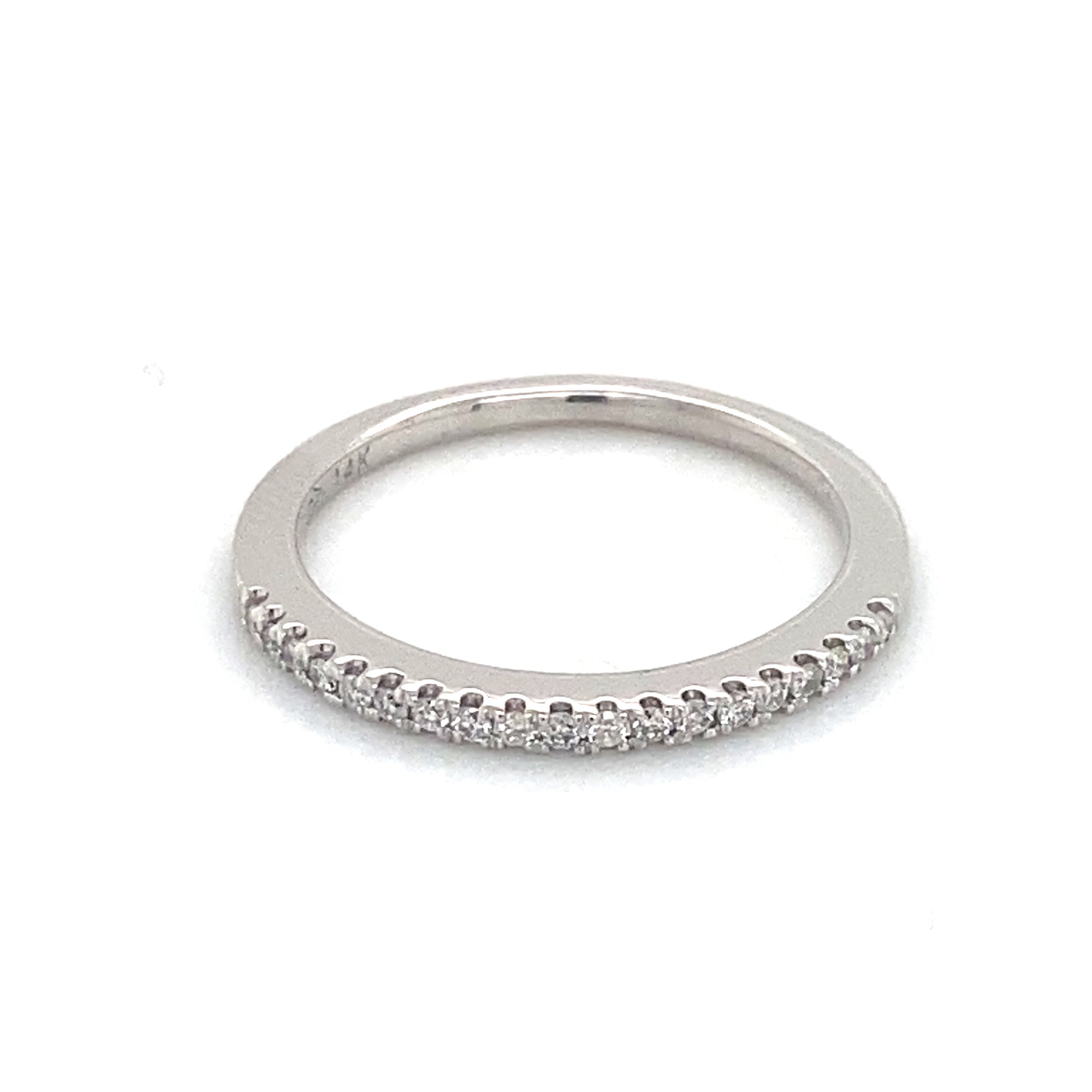 14K White Gold Thin Diamond Wedding Ring
