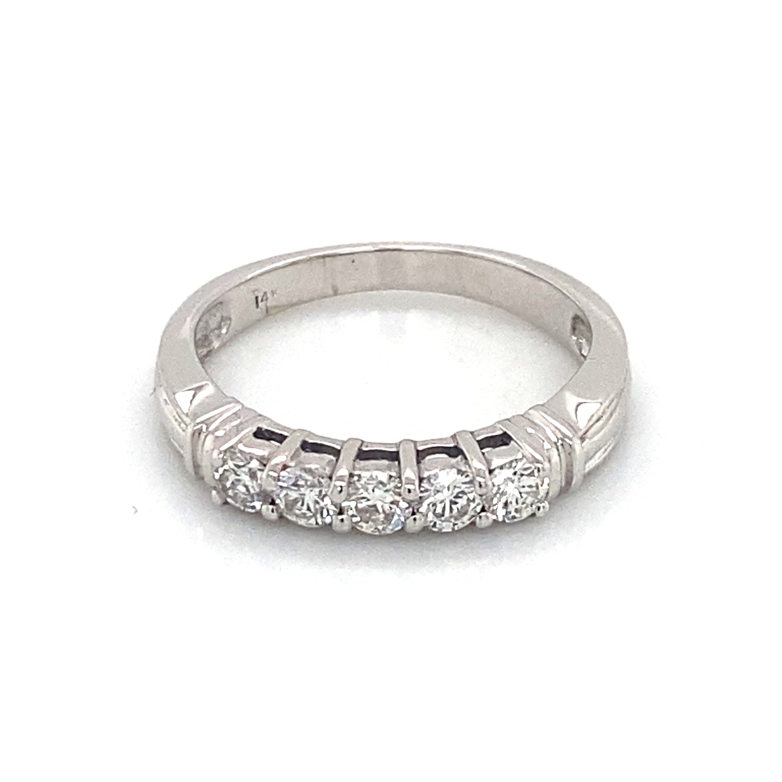 14K White Gold Round Five Stone Diamond Ring