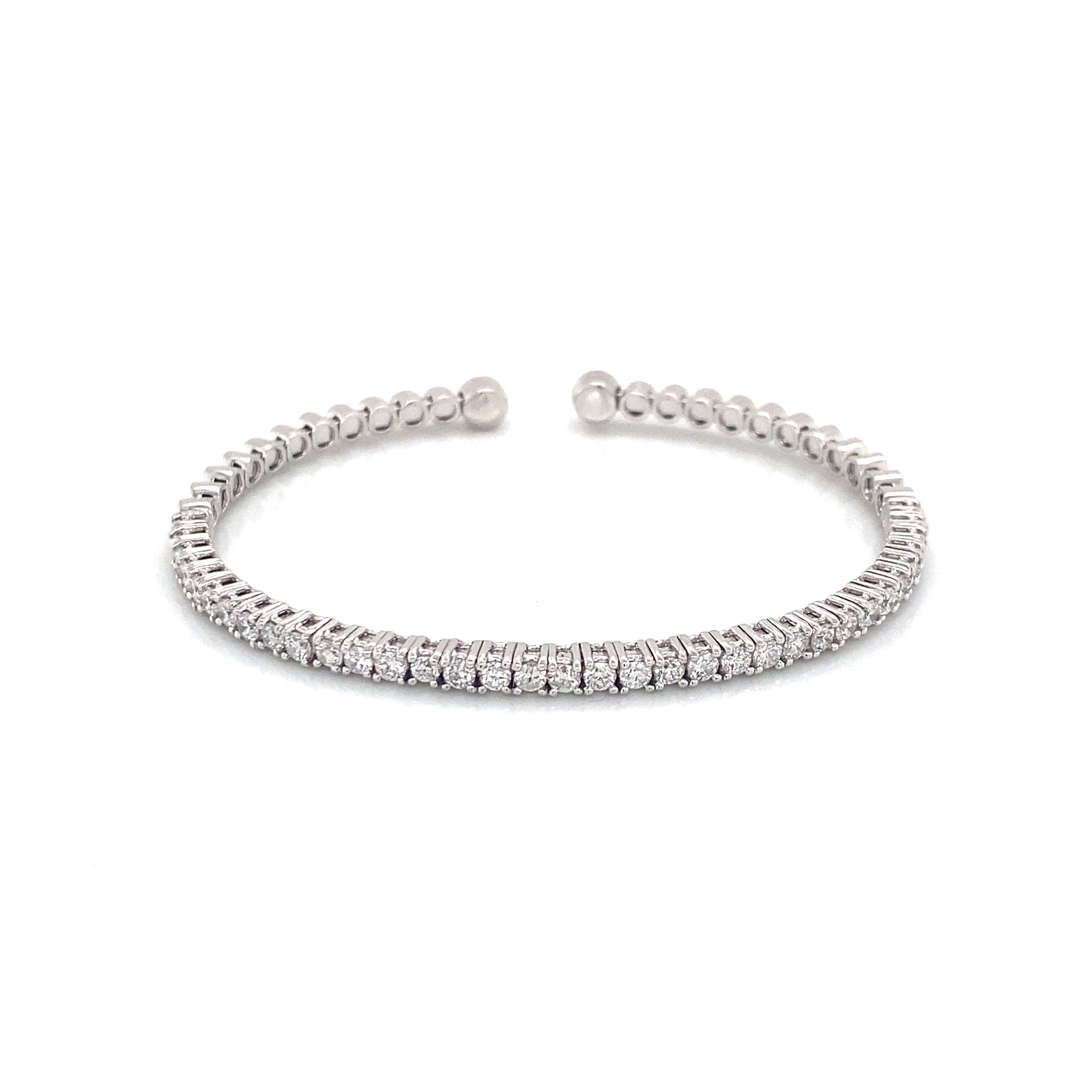 14K White Gold Diamond Cuff Flexible Bracelet