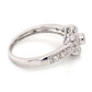 18K White Gold Diamond Flower Design Ring with Milgrain Edges