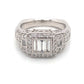 14K White Gold Baguette & Round Diamond Cluster Ring