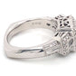 14K White Gold Baguette & Round Diamond Cluster Ring