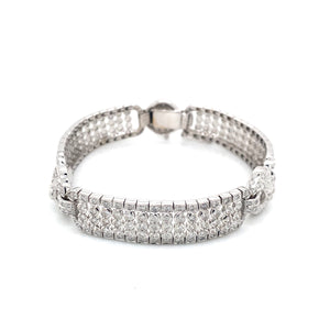 18K White Gold Five Row Art Deco Style Diamond Bracelet