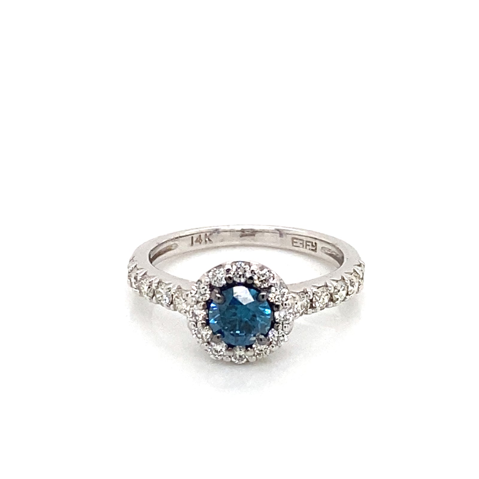 14K White Gold London Blue Topaz & Diamond Halo Ring