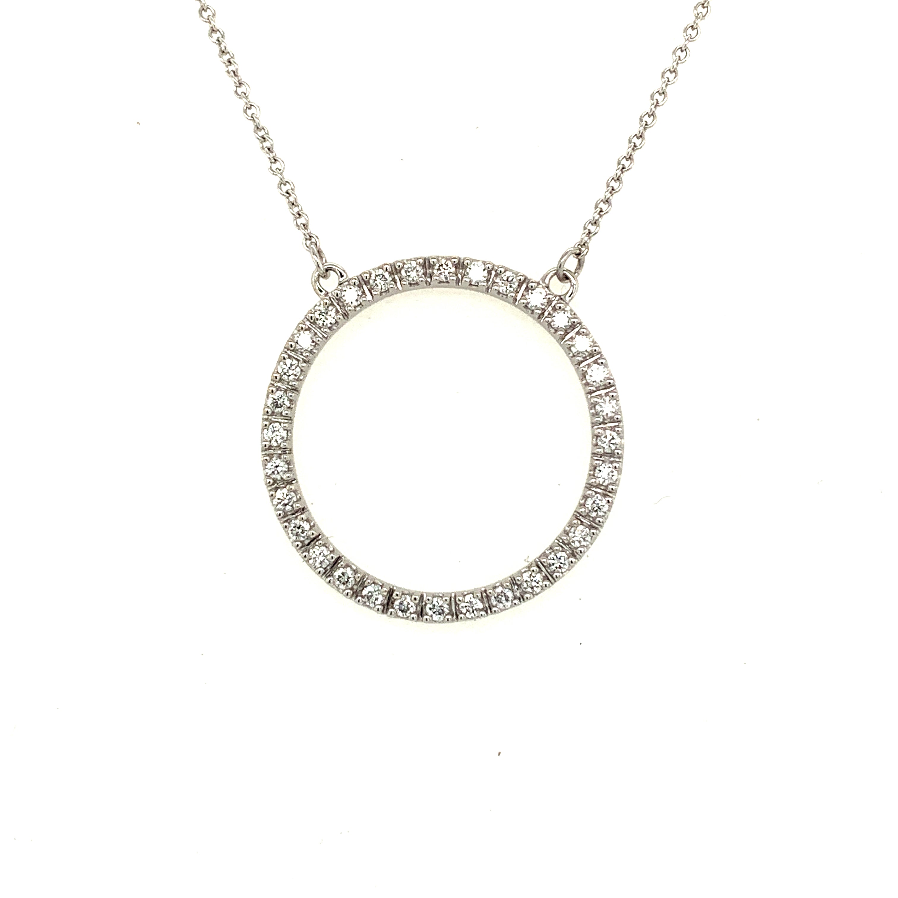 18K White Gold Diamond Circle Necklace with 0.50ct Total Diamond Weight