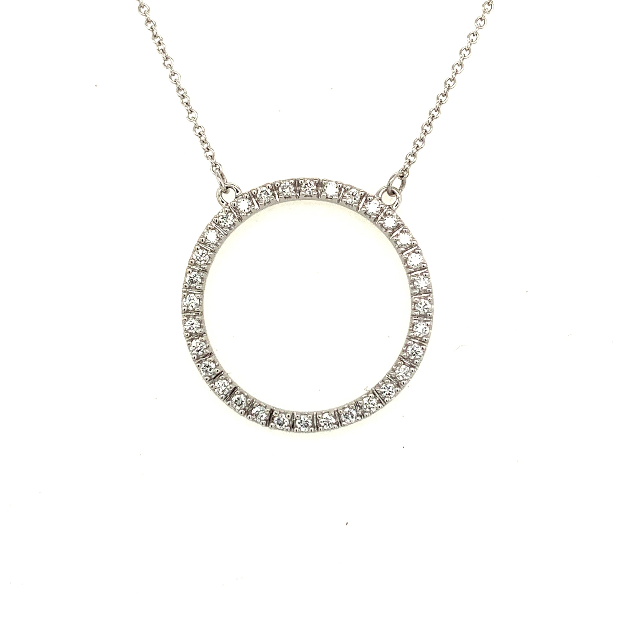 18K White Gold Diamond Circle Necklace with 0.50ct Total Diamond Weight