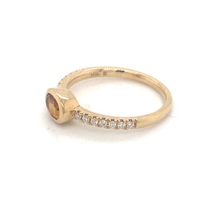 14K Yellow Gold Citrine & Diamond Stackable Ring