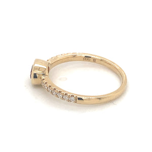 14K Yellow Gold Citrine & Diamond Stackable Ring