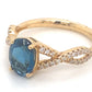18K Yellow Gold London Blue Topaz And Diamond Twist Ring