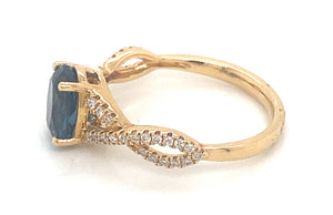 18K Yellow Gold London Blue Topaz And Diamond Twist Ring