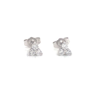 14K White Gold Diamond Trinity Stud Earrings